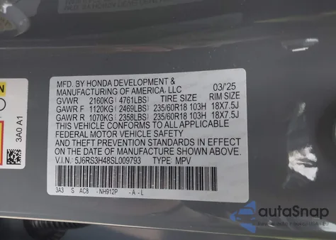 2025 Honda Cr-V Ex 2Wd from USA, damaged, VIN 5J6RS3H48SL009793